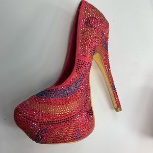 Shi by Journey Pink Rhinestone Heels sz. 7